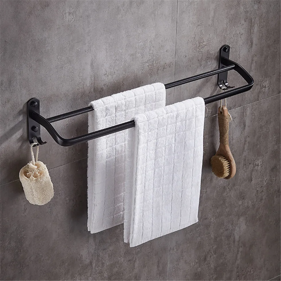 50 см черная двойная вешалка для полотенец настенное крепление пространство