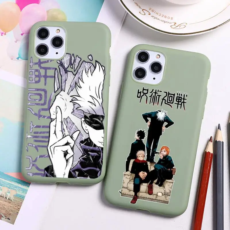 

Jujutsu Kaisen Anime Phone Case For iphone 13 12 11 Pro Max Mini XS 8 7 6 6S Plus X SE 2020 XR Candy green Silicone cover