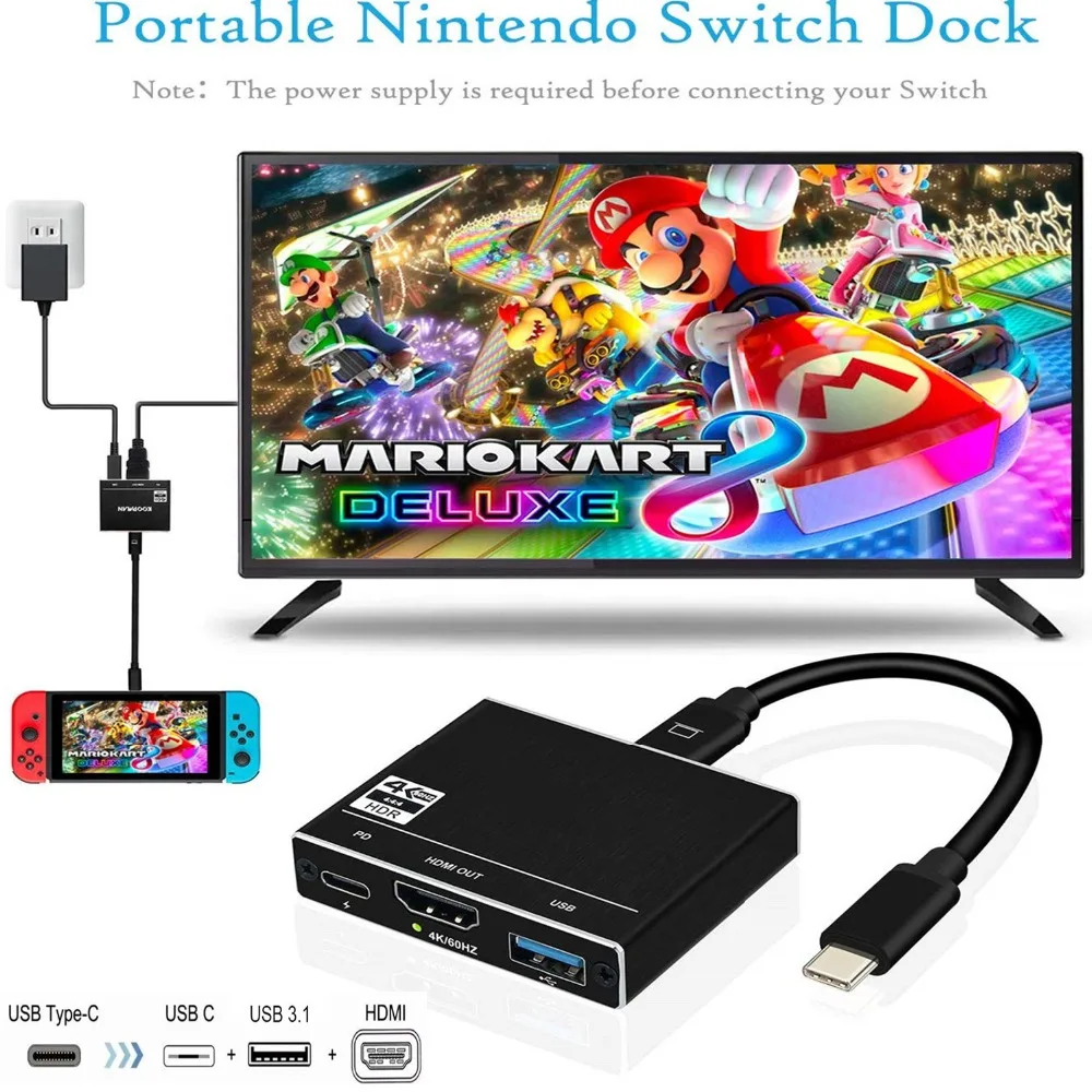 Thunderbolt 3 type C USB 0 Hdmi концентратор HDMI 2 адаптер 4K 60Hz 100W PD порт зарядки для ноутбука