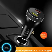 65W SUPERVOOC 2.0 SuperDart + 22.5W Car Fast Charger For OPPO Find X3 Pro Reno 6 Realme GT Master GT Neo X50 8 Pro 6.5A Cable