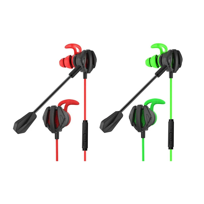 

Игровая Проводная гарнитура, 2 комплекта, 3,5 мм гарнитура с микрофоном, для PS4, PUBG мобильный телефон 3D гарнитура, красная и зеленая