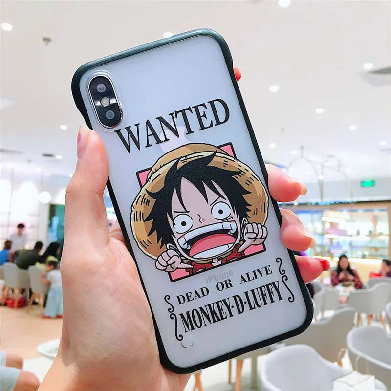 One Piece Monkey D Luffy Frameless Case for iPhone X Transparent Coque 7 8 plus XR Xs MAX pc+tpu case |