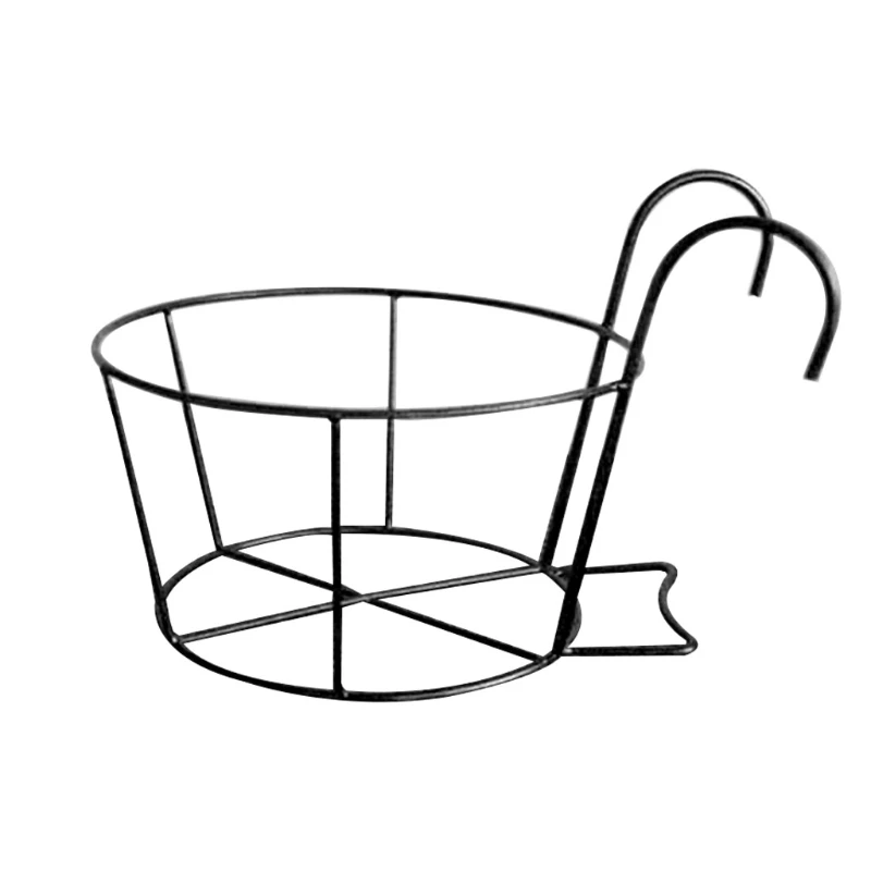 

Balcony Hanging Plant Racks Round Flower Pot Rack Fence Window Iron Bonsai Stand