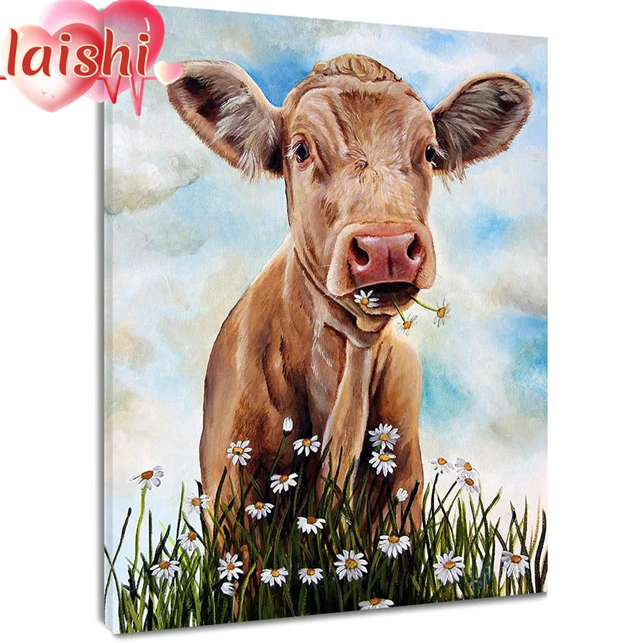 

3D Diy Doodle animal art, Dutch highland cattle Diamond Painting Diamond art crystal Mosaic Embroidery Painting New Year Gift