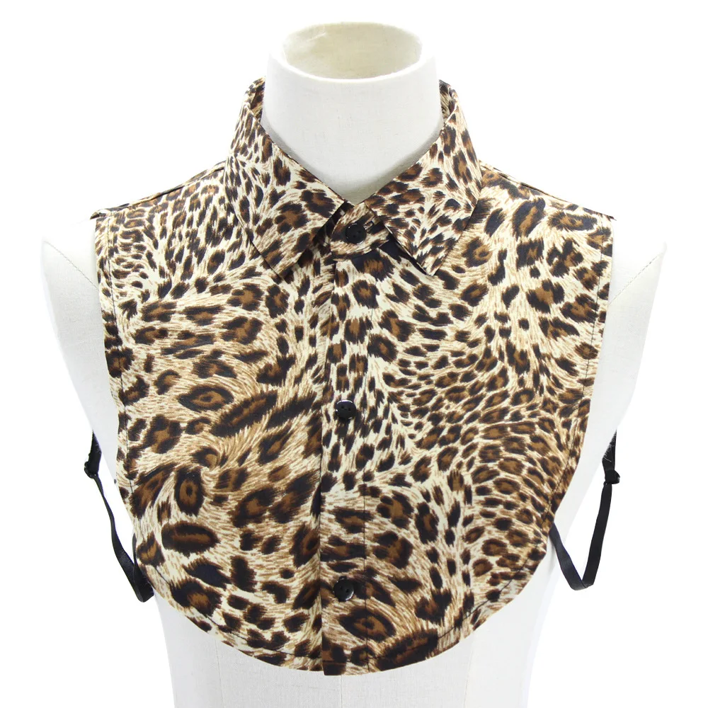 

Hemp Fake Collar for Mens Women Leopard Printed Detachable Collars Nep Kraagje Cravats Necktie Half Shirt False Collar Accessory