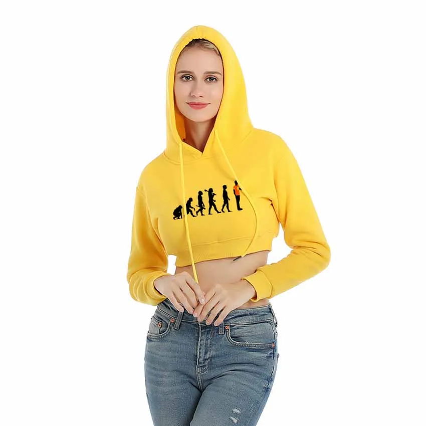 

Spring Autumn Brand Hoodies The Big Bang TheoryHominid evolution Printed Sweatshirt Cotton Short Paragraph Women Sweatshirt