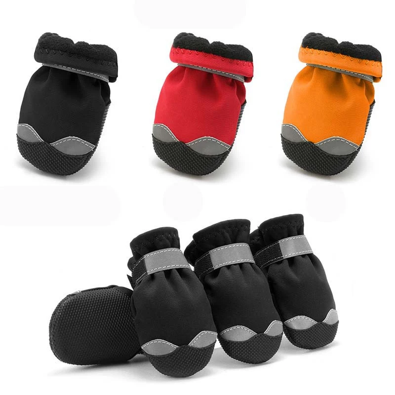 Водонепроницаемые Светоотражающие ботинки для собак мягкая флисовая подкладка