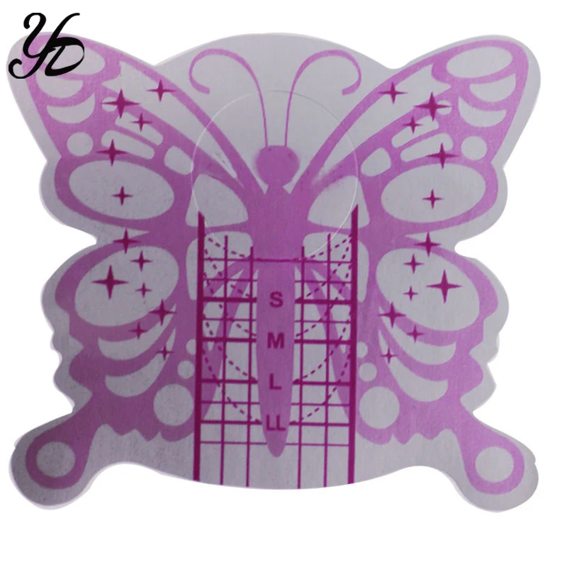 100 шт. профессиональная самоклеящаяся Форма для ногтей с бабочками руководство