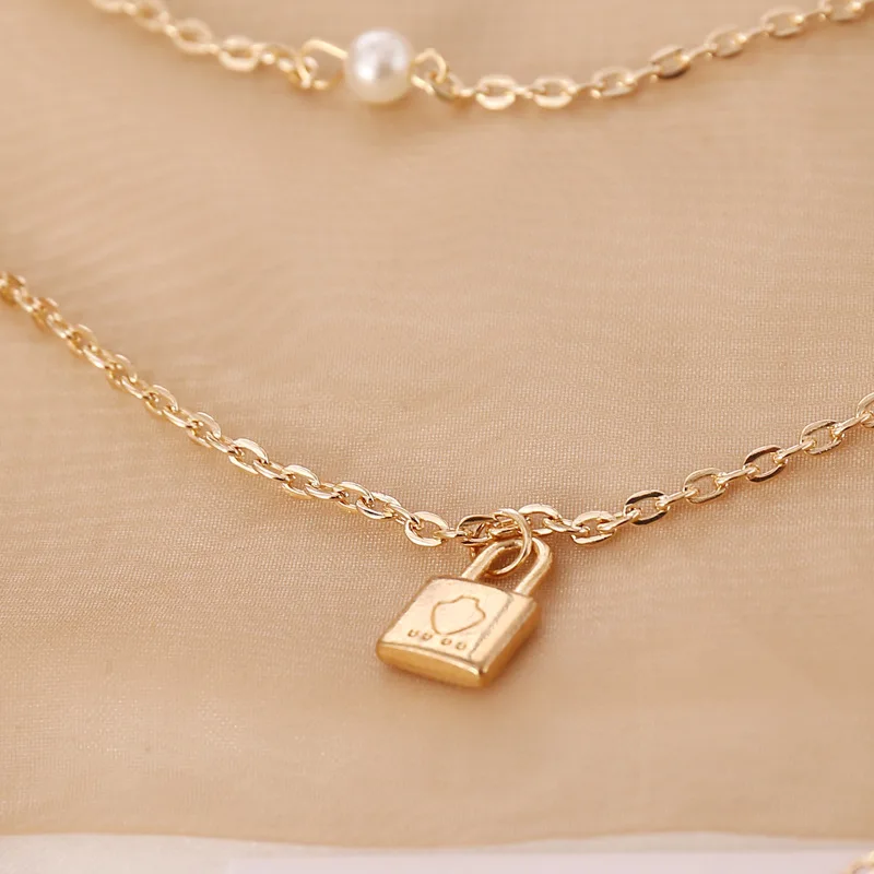 Винтажное многослойное жемчужное ожерелье с красным перцем и замком в виде слона