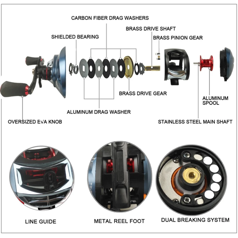 7 2: 1 18 + 1BB Рыболовная катушка правая левая приманка литая с двойным тормозом