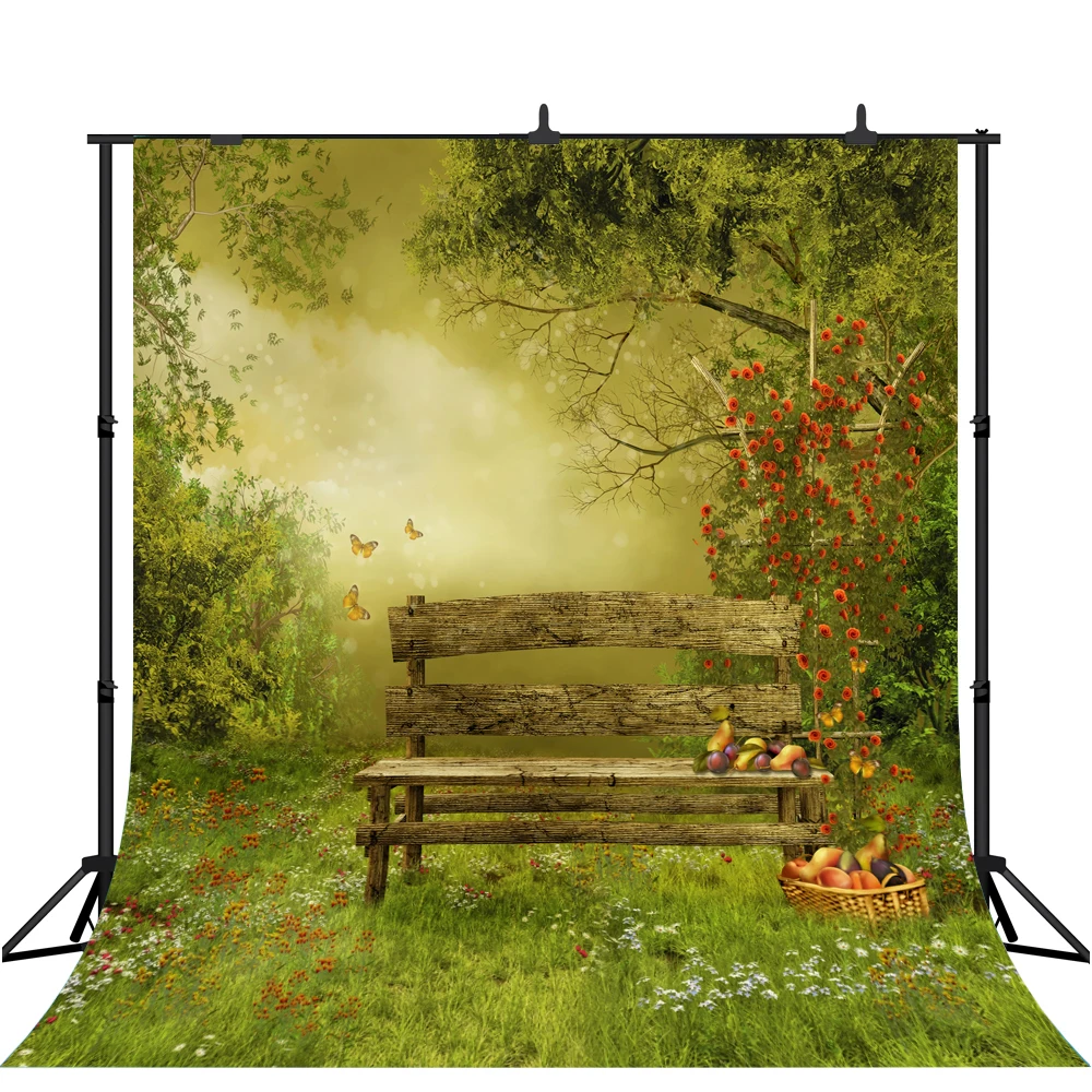 

Lyavshi Сказочный Сад бабочка скамейка Луг Детские фотографии фоны новорожденные Фото фоны для фотостудии