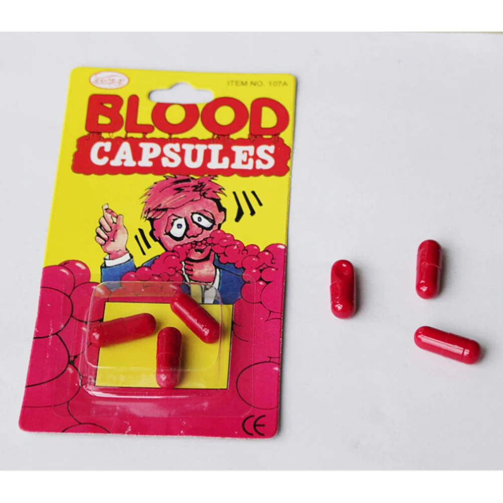 

April Fool's Day Joke Toys Funny Blood Pill Trick Toys Whimsy Prop Vomiting Blood Capsule