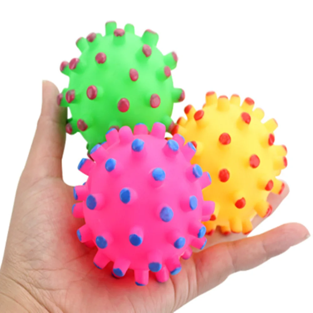 Dog toy sounding small spike ball rubber teeth cleaning pet dog cat | Дом и сад