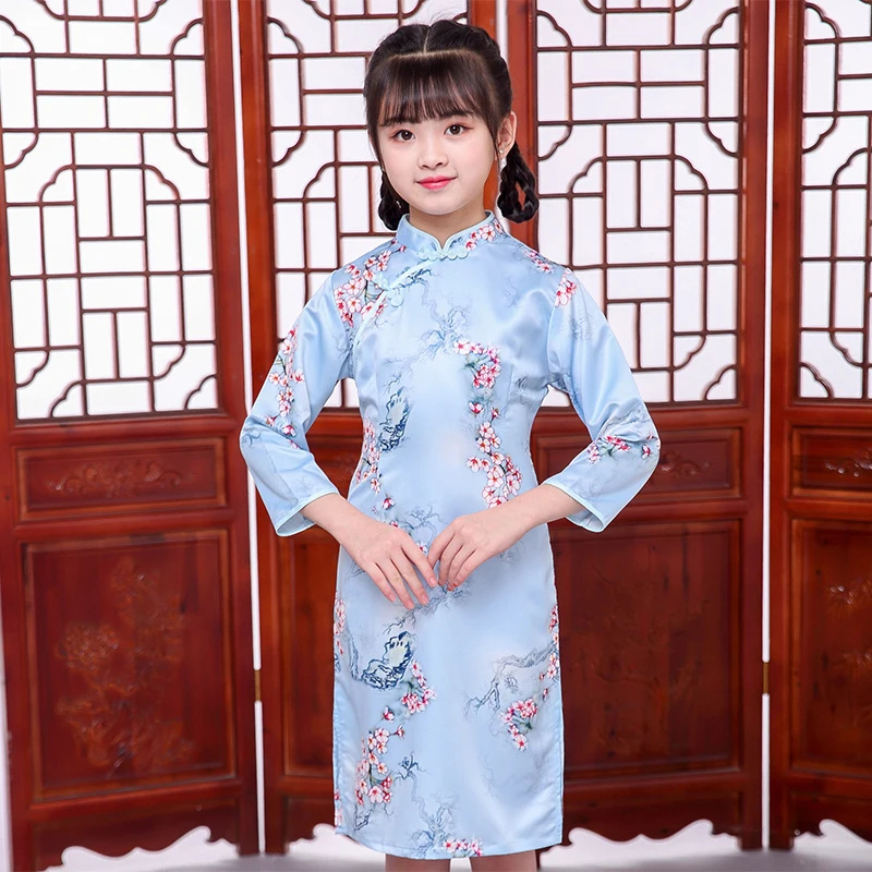 Girls Chinese Dress New Year Party Qipao Cheongsam Long Sleeve Spring Traditional Dresses | Детская одежда и обувь