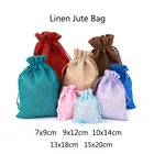 Подарочные льняные мешочки на шнурке, различные размеры, 1 шт.