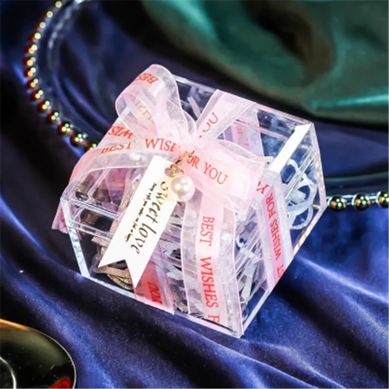 1 шт. пластиковая прозрачная коробка конфет с лентами европейские свадебные