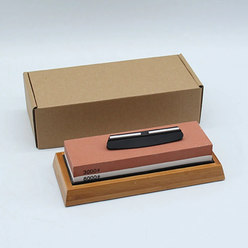 

Whetstone Knife Sharpener Grit 3000/8000 Waterstone Flattening Stone Kitchen Sharpener with NonSlip Bamboo Base