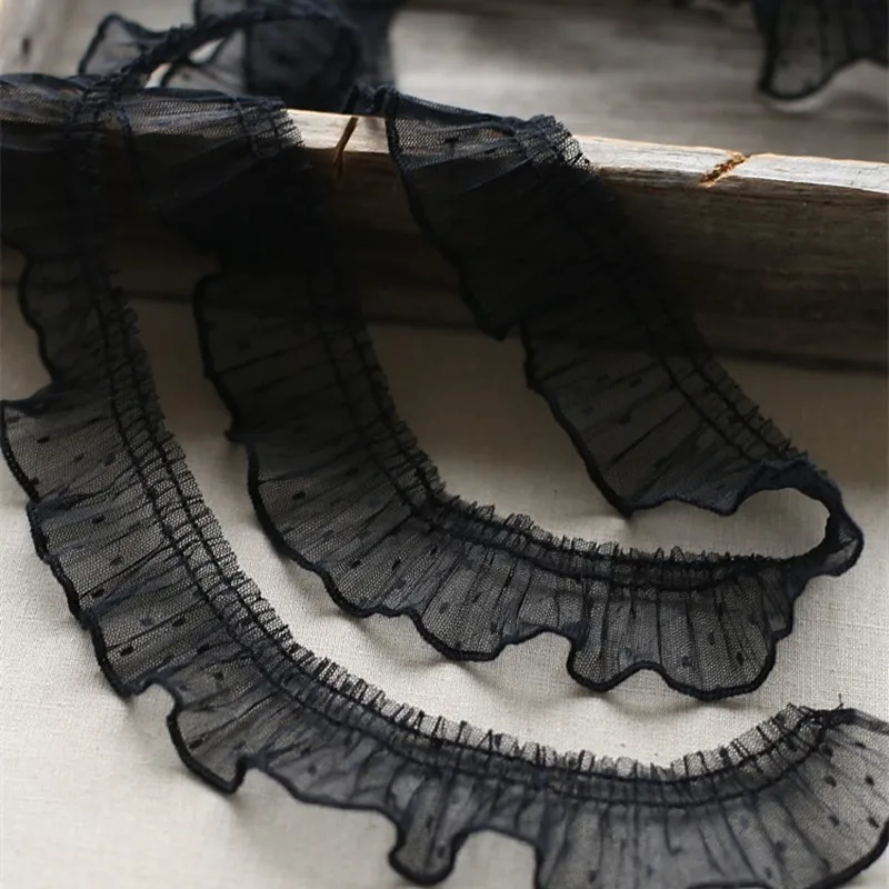 Низкая цена креативный плиссированный Кружевной Тюль с рюшами и крапинами