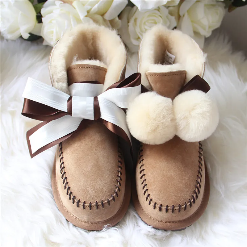 Женские зимние ботинки из натуральной кожи на плоской подошве | Обувь