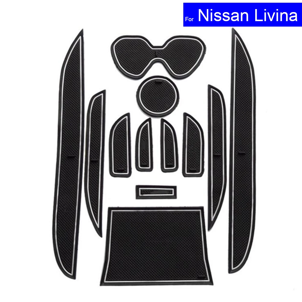 

Non-slip Car Door Gate Slot Mats Carpets Position Cup Holder Pads For Nissan Livina 2007~2011 2012 2013 2014 2015Door Groove Mat