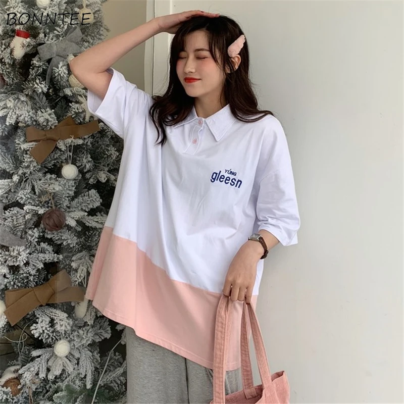 Футболка женская с коротким рукавом и отложным воротником | Женская одежда