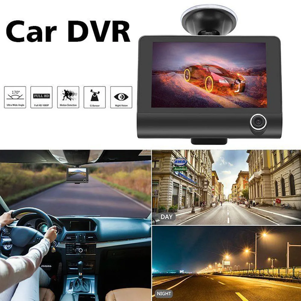 4 ''HD 1080P 3 объектив Автомобильный видеорегистратор Камера заднего вида