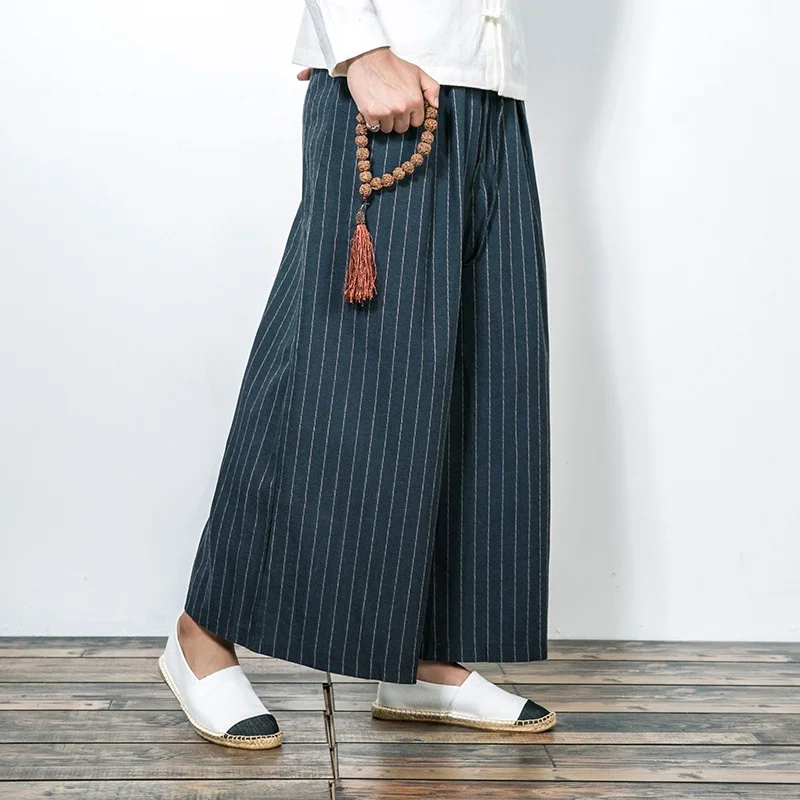 Новинка китайский стиль мужские Модные свободные удобные брюки хлопок лен