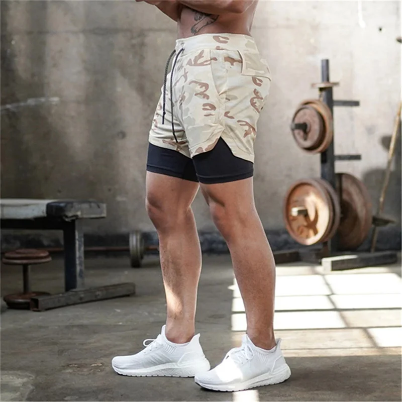 

020 Summer Running Shorts Men 2 in 1 Sports Jogging Fitness Shorts Training Quick Dry Mens Gym Men Shorts Sport gym Short Pants