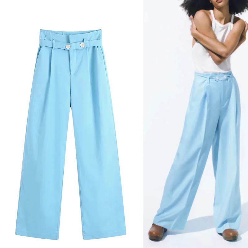 

Брюки женские с широкими штанинами, с завышенной талией, свободные