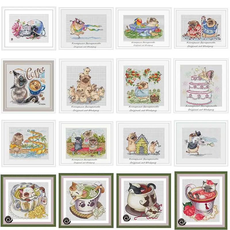 Набор для вышивки Oneroom Cup Kitten мопс собака животные Series электронный вышивка в