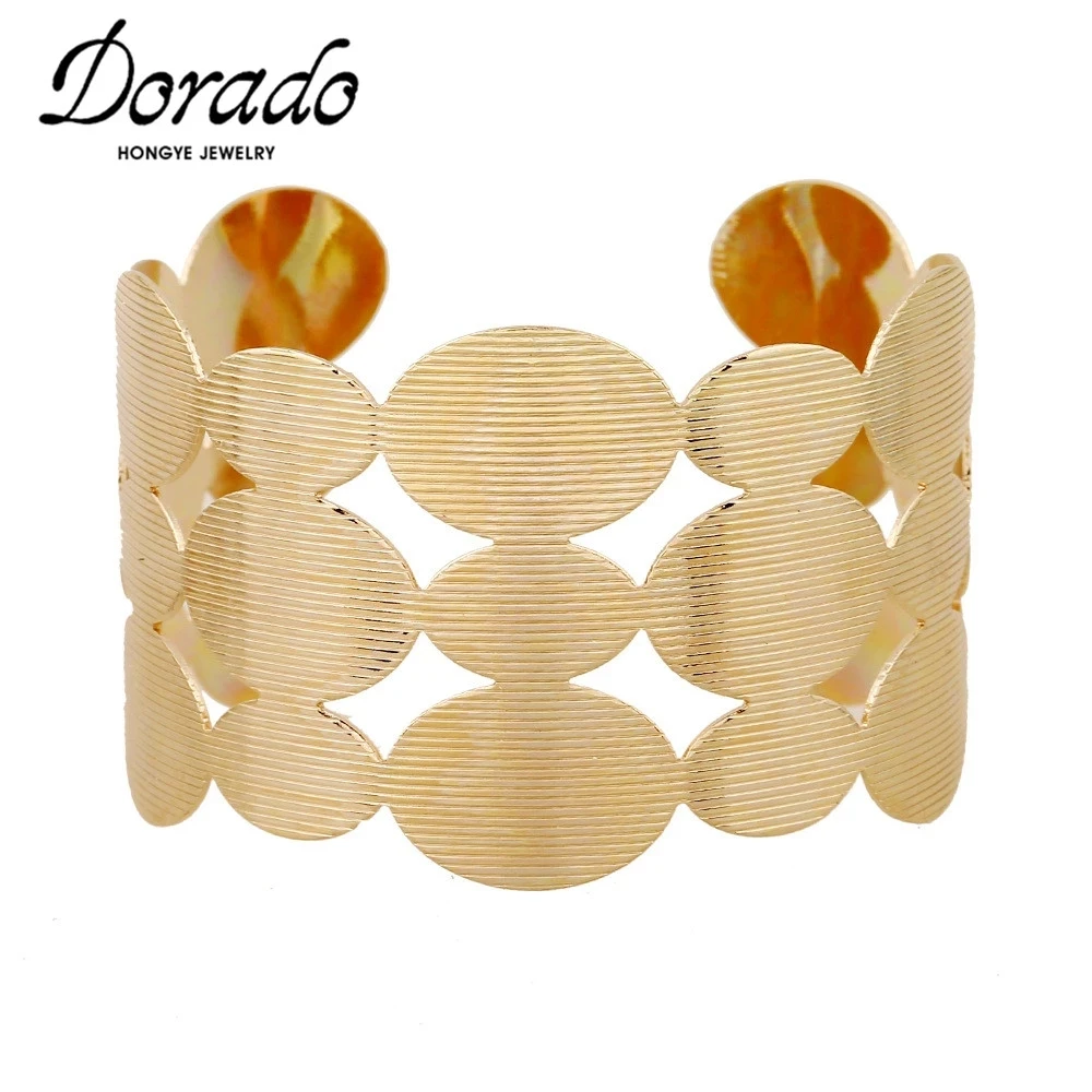 Женский Круглый Браслет-манжета из сплава с ажурным и широким геометрическим