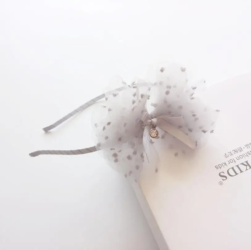 gray flower Эксклюзивные качественные детские головные повязки, обруч на голову, вишня, мороженое, цветок, помпон, банты для волос, ободок, аксессуары для волос для девочек - Цвет: gray flower
