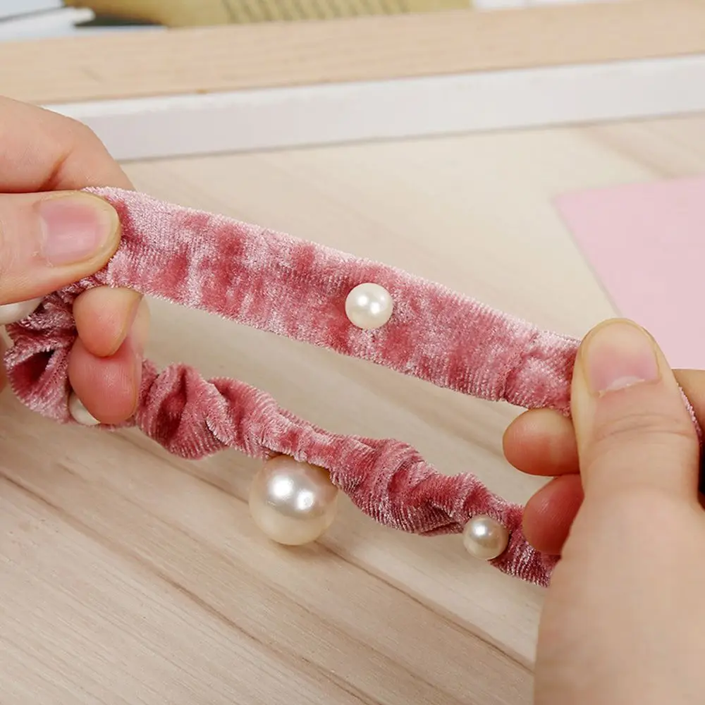 

Imitation Pearl Hair Rope Hair Accessories for Women Scrunchies Handmade Elastic Solid Color Headband for Women Fashion Headwear