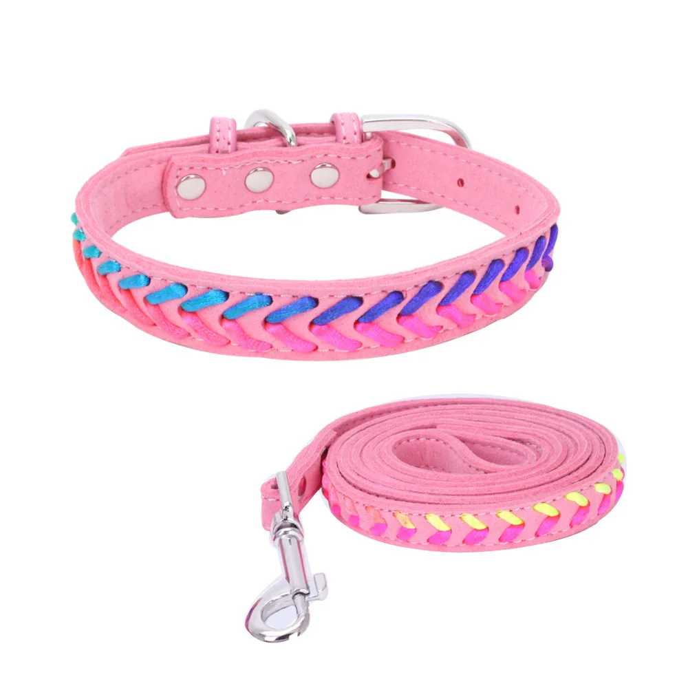 

Ошейники и поводки для собак и кошек, двухслойные, из мягкой микрофибры, цветные, ручной работы