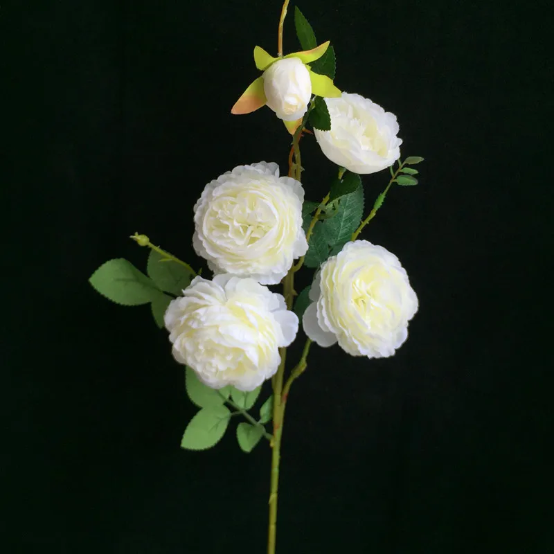 Одна шелковая чайная роза ветка имитация 5 головок Длинные пионы и камелии стебли