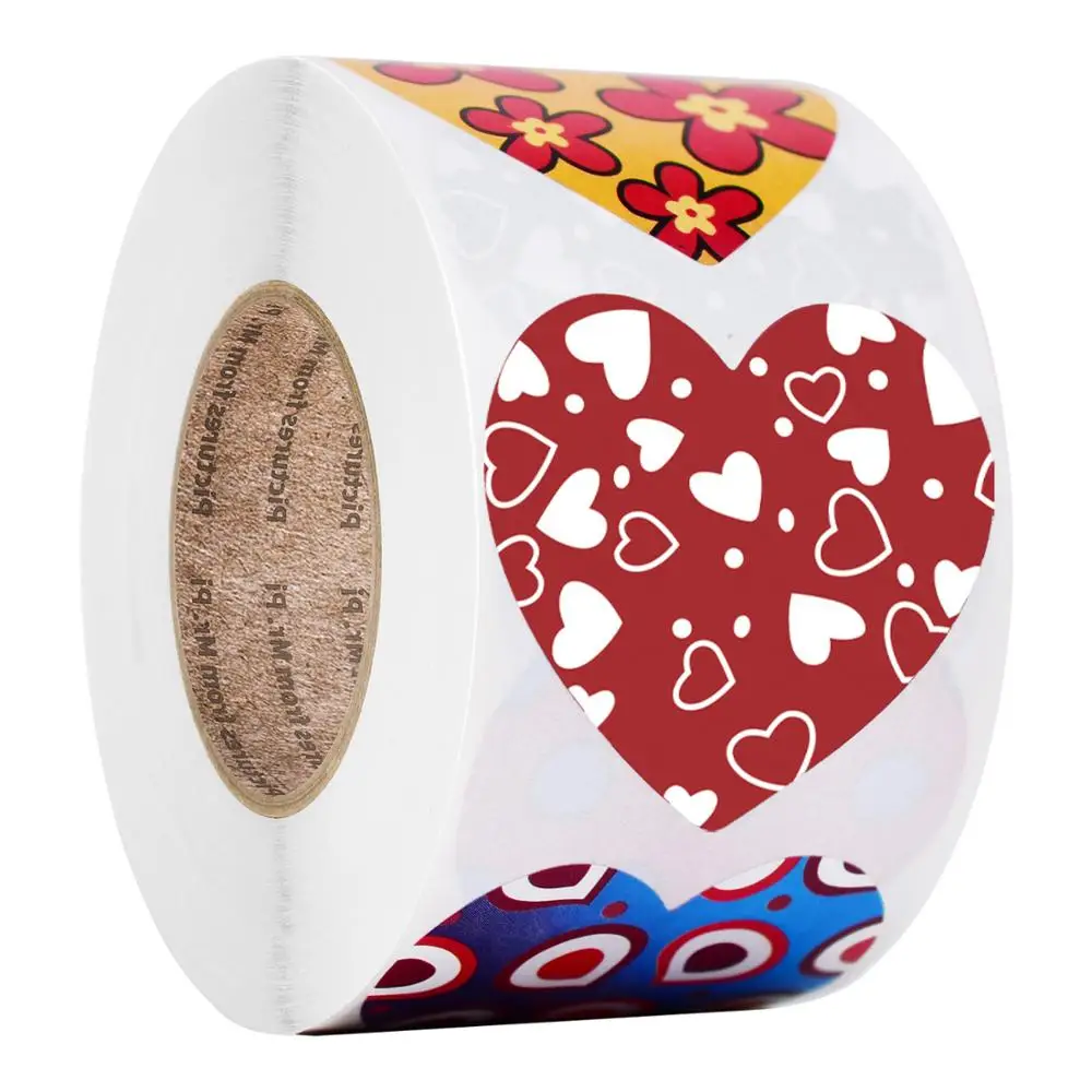 

500pcs/roll Colorful Heart Shaped Sticker for Kids Stationery Seals Labels Wedding Valentine's Day Gift Packaging Decor Stickers