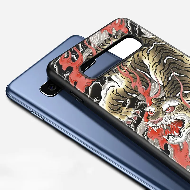 

Silicone Black Cover Hot Tiger animal for Samsung Galaxy Note 10 Pro 9 8 Plus S10 5G S9 S8 S7 Plus S6 Phone case