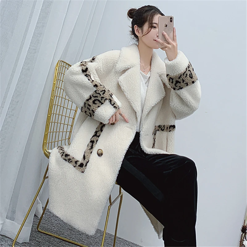 

Winter New Plus Size New Real Fur Coat Women Thick Mid Long Casual Fashion 2021 Double Breasted Wool Fur Jacket Parka Female Clo