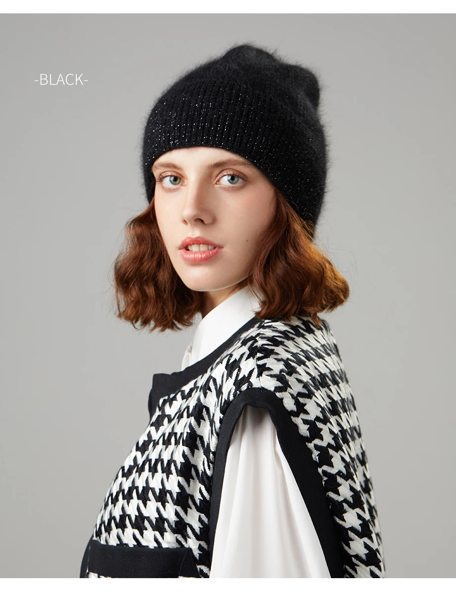 Вязаные шапки, зимние женские шапки, теплые шапки Skullies Beanies, высококачественные женские шапки из кроличьей шерсти, женская шапка