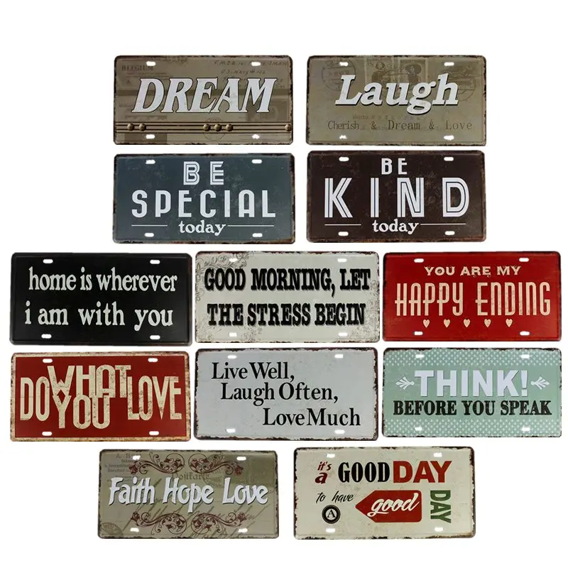 

LEARN HOPE Plates Metal SEEK WISH Signs DREAM Plaque Wall Decoration Bar Pub Club Decorative Home Decor 15x30cm