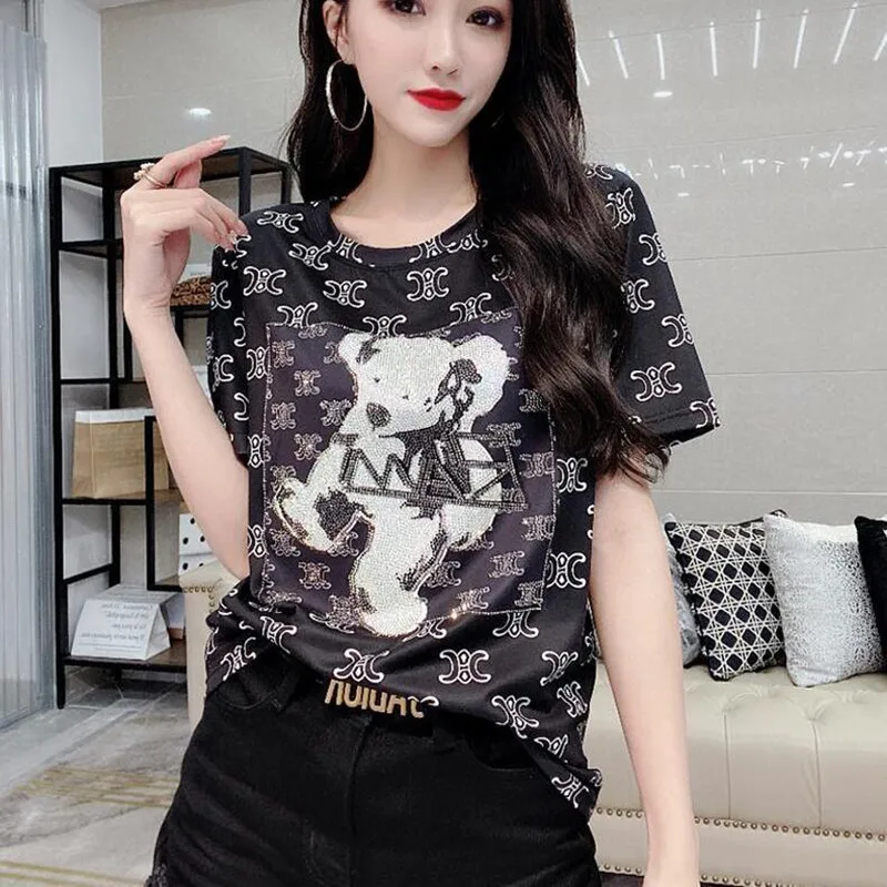 

Short Sleeve T-shirt Women's Summer New Slim Print Fashionable T-shirt