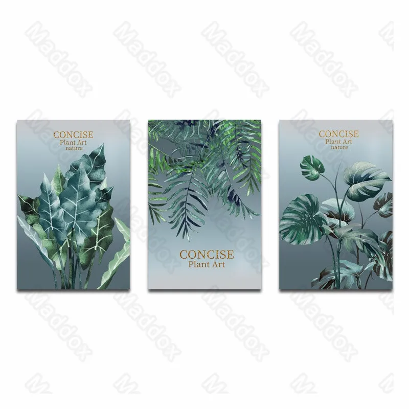 

Wall Pictures for Living Room Nordic Style Green Plant Decorative Painting Simple and Fresh Mural Frameless Painting Bedroom