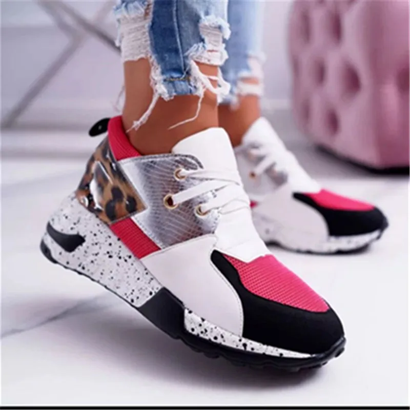 

Spring Lace Up Platform Sports Shoes for Women 2022 Breathable Ladies Sneakers women shoes Leopard Print woman vulcanize shoes