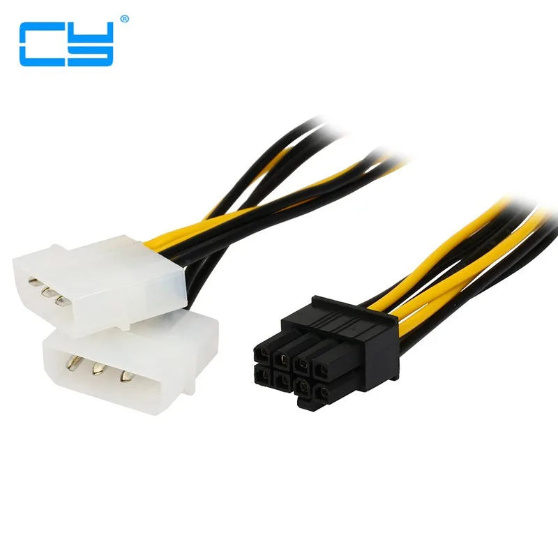 5 шт. 6 дюймов 2 x Molex 4 pin to 8-Pin PCI Express Видеокарта Pci-e ATX PSU кабель преобразователя