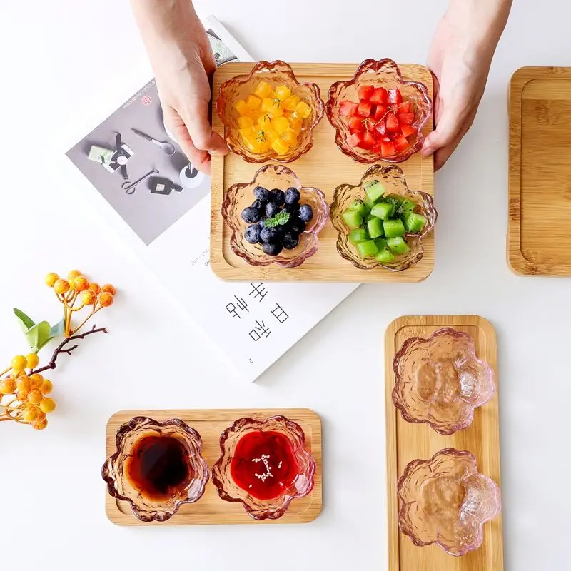

Japanese Sakura Hammer Wood Grain Sakura Glass Flavor Dish Sauce Dish Vinegar Dish Hot Pot Dipping Dish Sauce Small Bowl