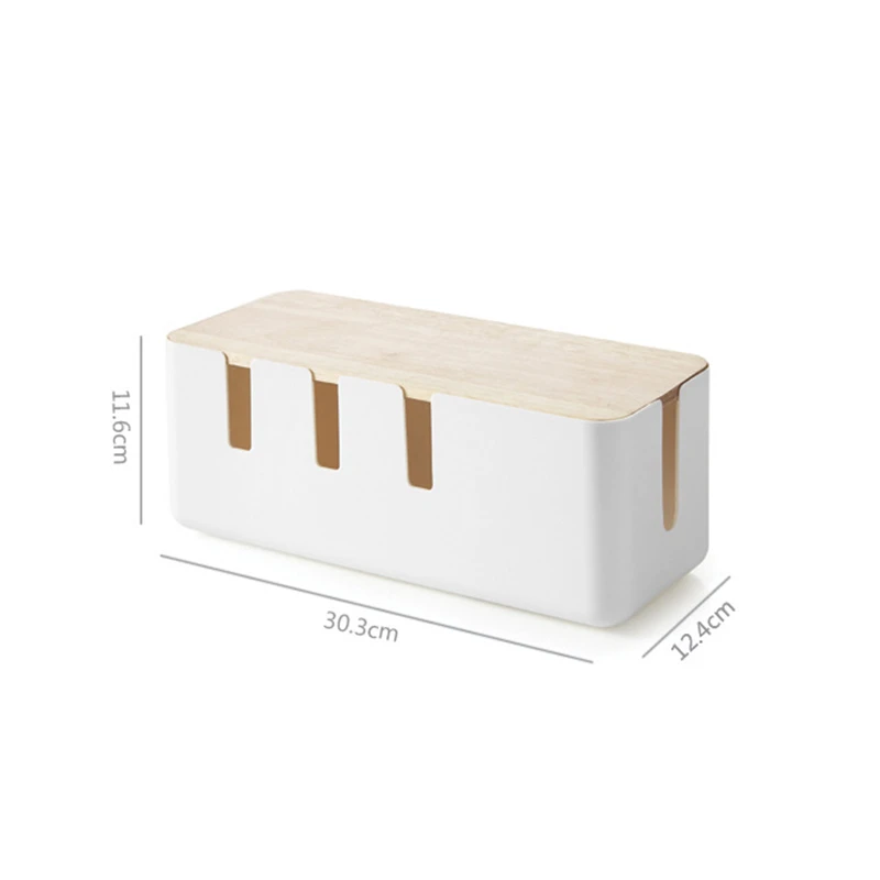 

Storage Simple Oak Cover Hollow Cooling Power Cord Storage Cable Box Charging Organizing Box