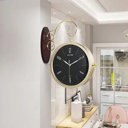 

Large Gold Wall Clock Living Room Luxury Modern Design Nordic Silent Vintage Wall Clocks Double Sided Home Decorative ZB5WC