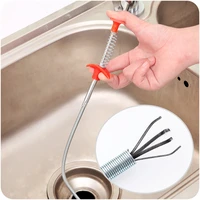 60cm flexible sink claw pick up kitchen cleaning tools pipeline dredge sink hair brush cleaner bend sink tool with spring grip