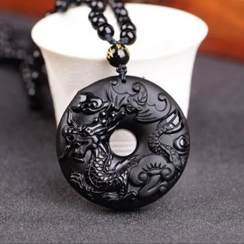 

Natural Obsidian Zodiac animals Pendant Jewelry Fine Jewelry Exorcise evil spirit Lucky Amulet Crystal Pendant