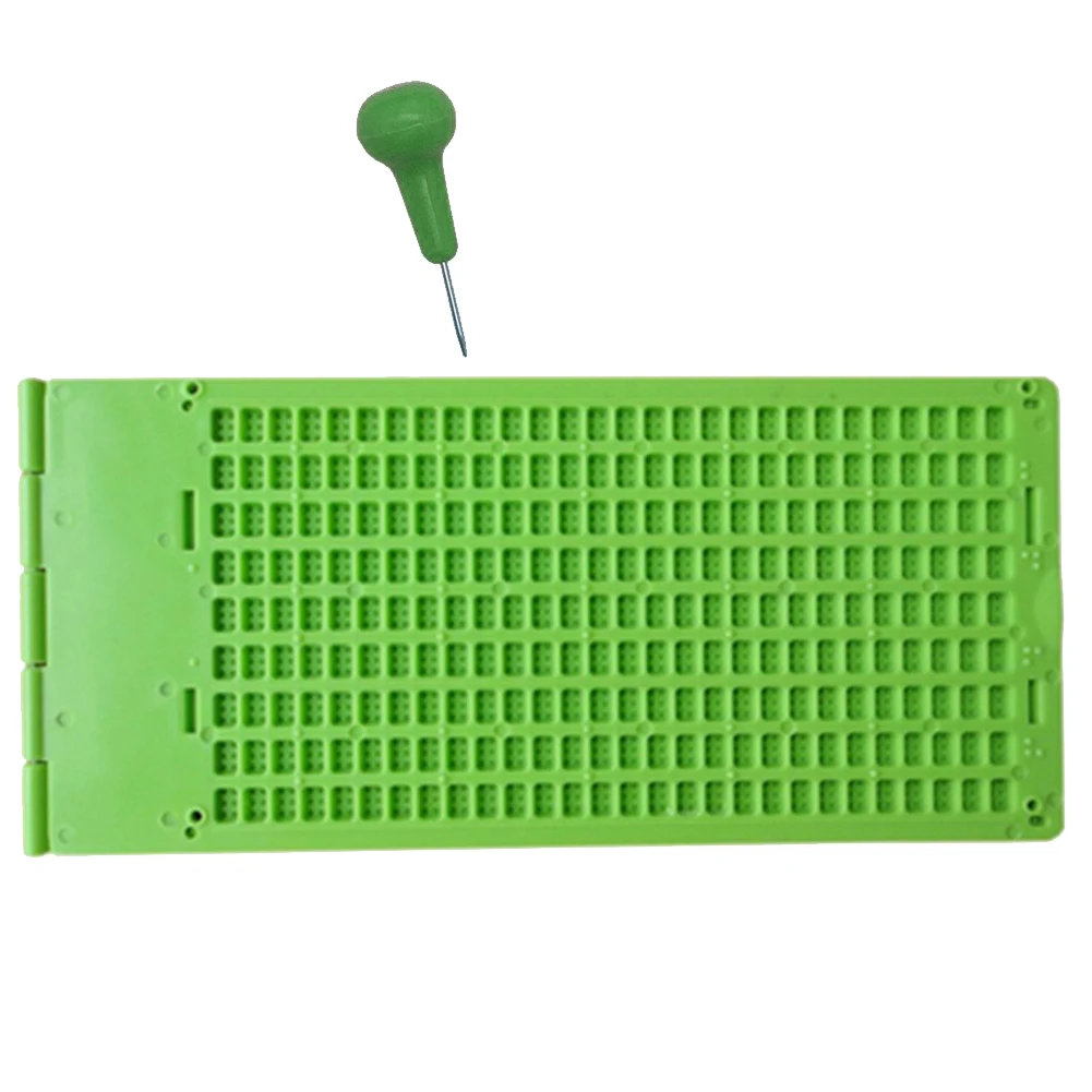 

Plastic Learning Braille Writing Slate Tool Green 4 Lines 28 Cells Practical School Practice Accessory With Stylus Vision Care